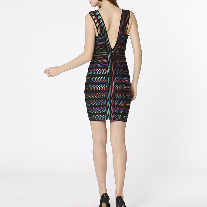 Custom Black Backless Bling Foil Elegant Bandage Dress